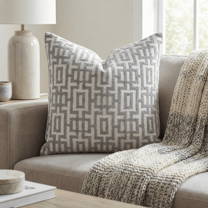 Geometric Chenille Throw Pillow - Nil Wet Weather