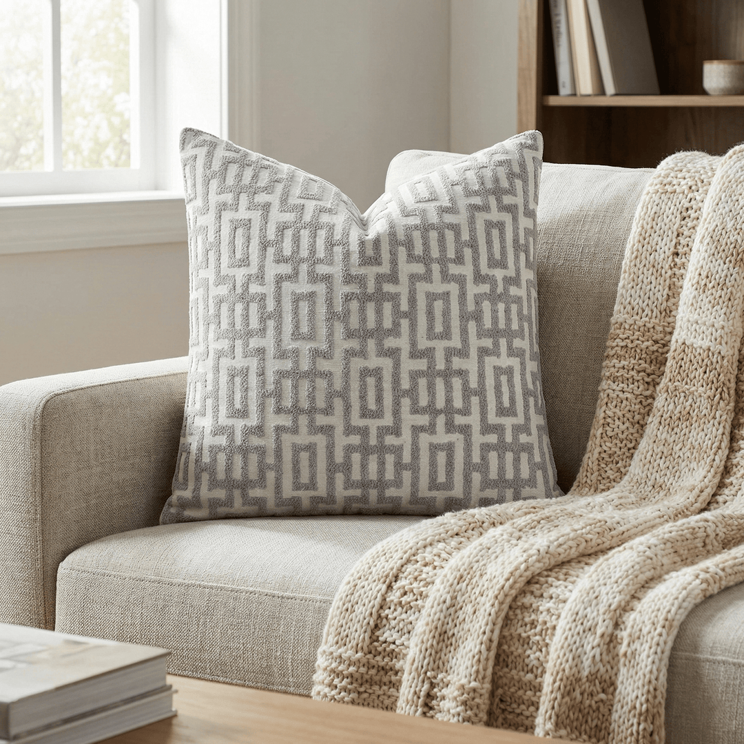 Geometric Chenille Throw Pillow - Nil Wet Weather