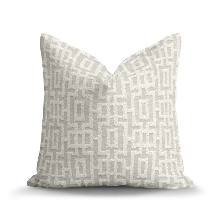 Geometric Chenille Throw Pillow - Nil White