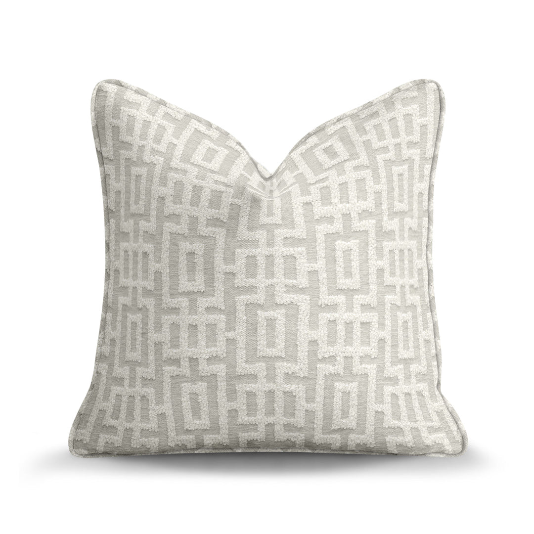 Geometric Chenille Throw Pillow - Nil White