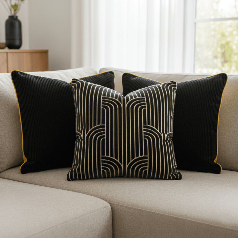 Geometric Cut Velvet Throw Pillow