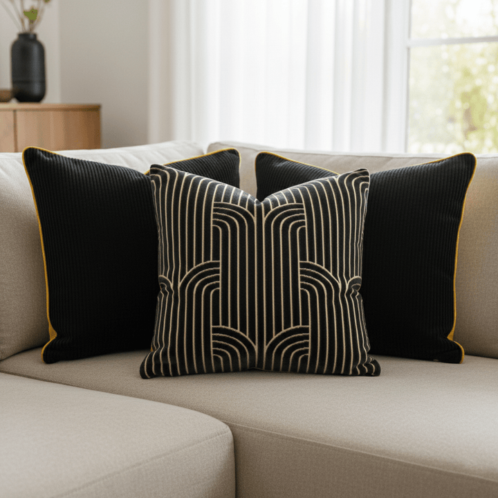 Geometric Cut Velvet Throw Pillow