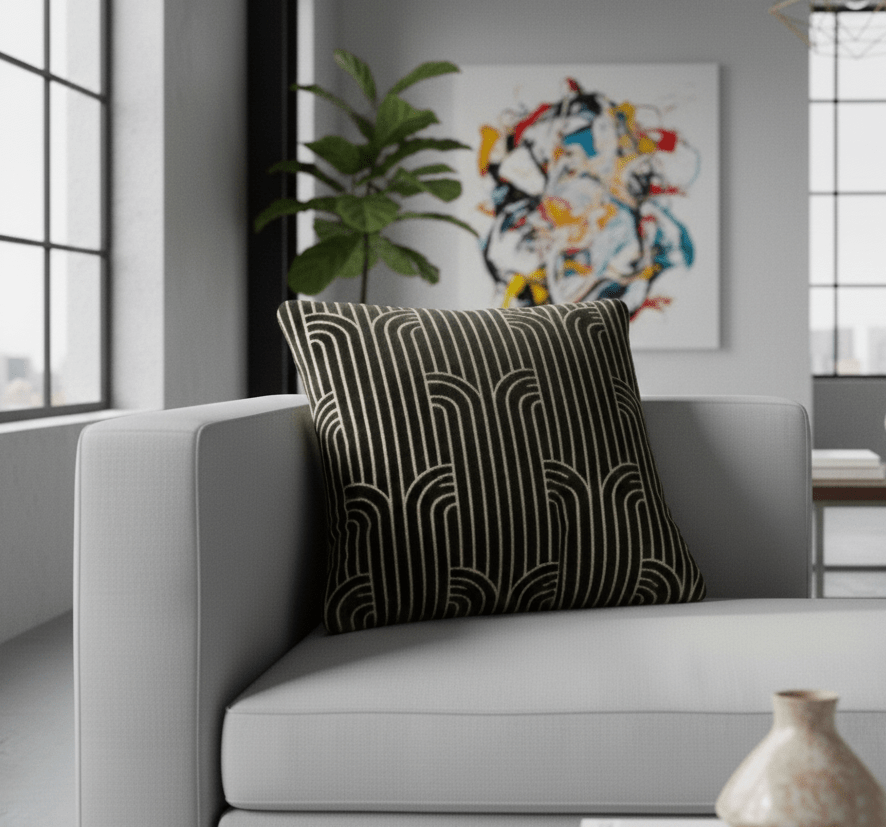 Geometric Cut Velvet Throw Pillow