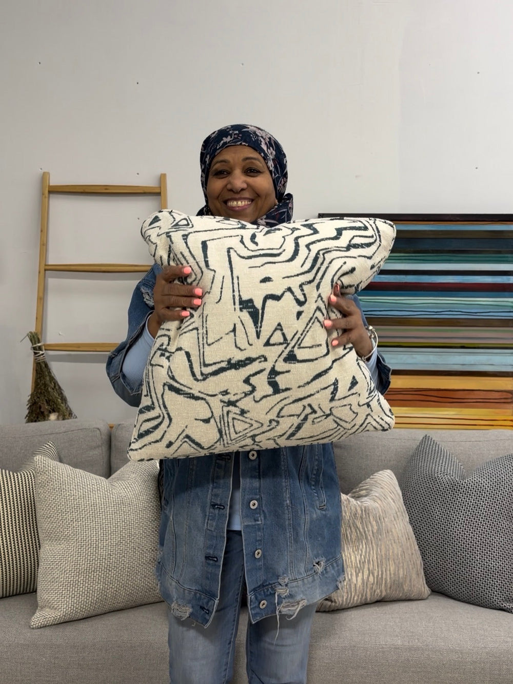 Geometric Linen Throw Pillow