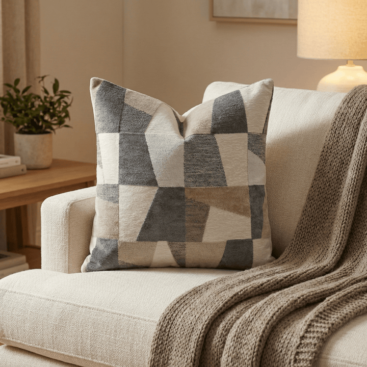 Geometric Throw Pillow - PLUMA Taupe