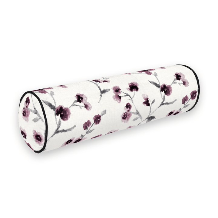Grape Floral Printed Fabric Bolster Pillow