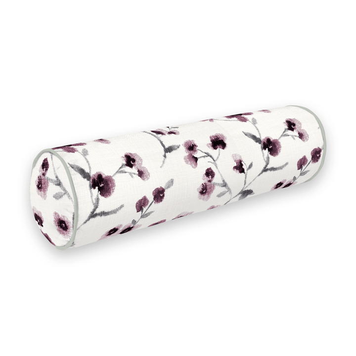 Grape Floral Printed Fabric Bolster Pillow