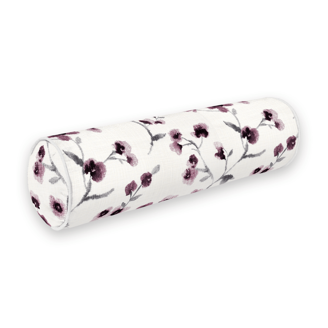 Grape Floral Printed Fabric Bolster Pillow