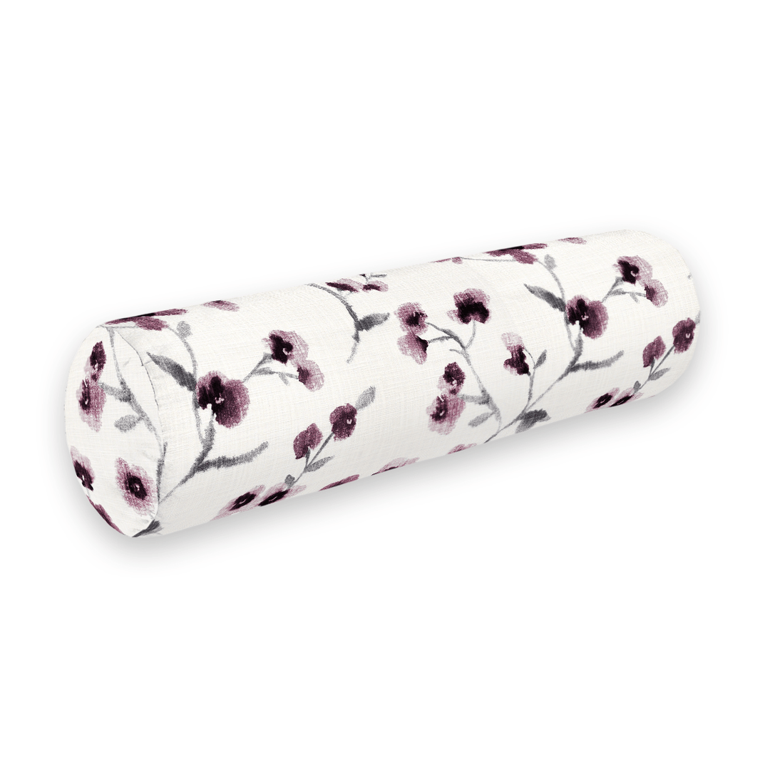 Grape Floral Printed Fabric Bolster Pillow