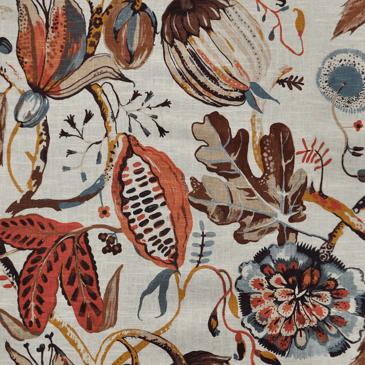 Ivory Floral Printed Fabric Throw Pillow
