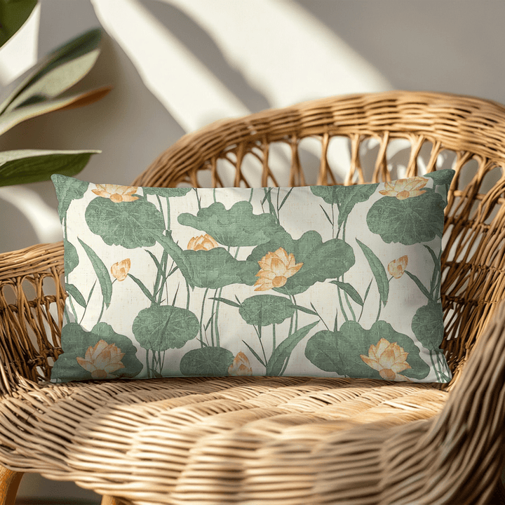 Jungle Floral Printed Fabric Lumbar Pillow
