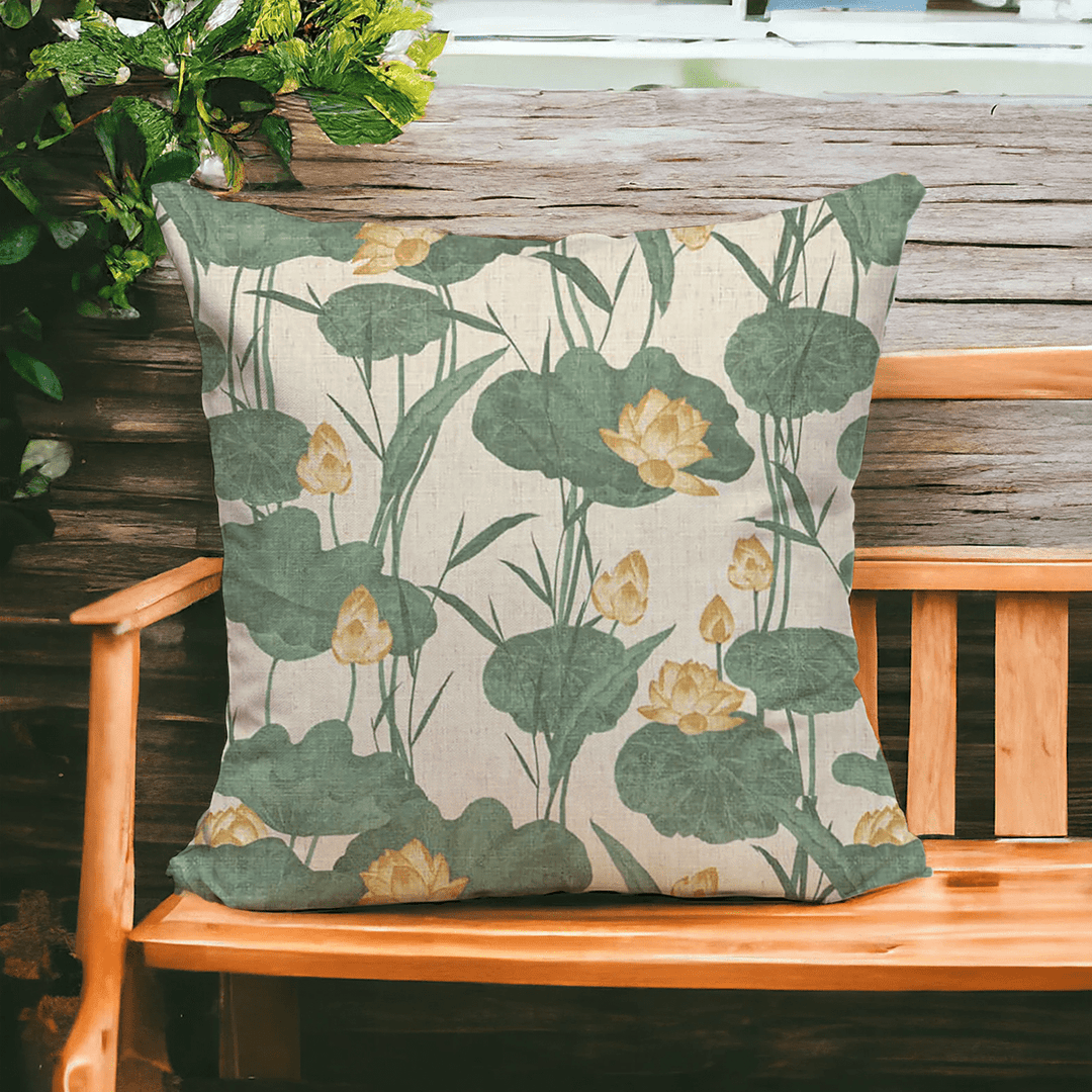 Jungle Floral Printed Fabric Throw Pillow