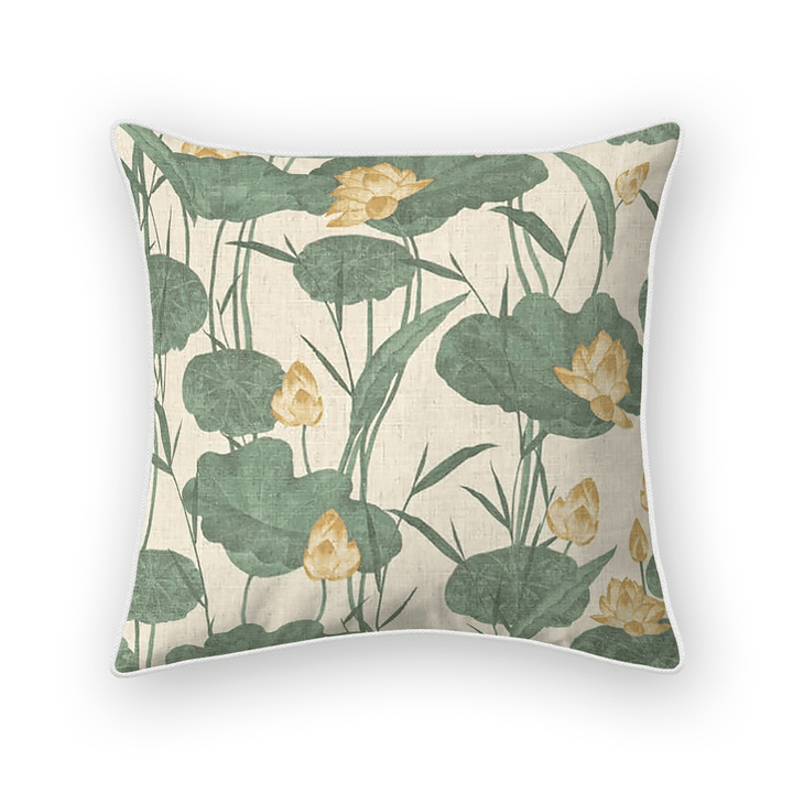 Jungle Floral Printed Fabric Throw Pillow
