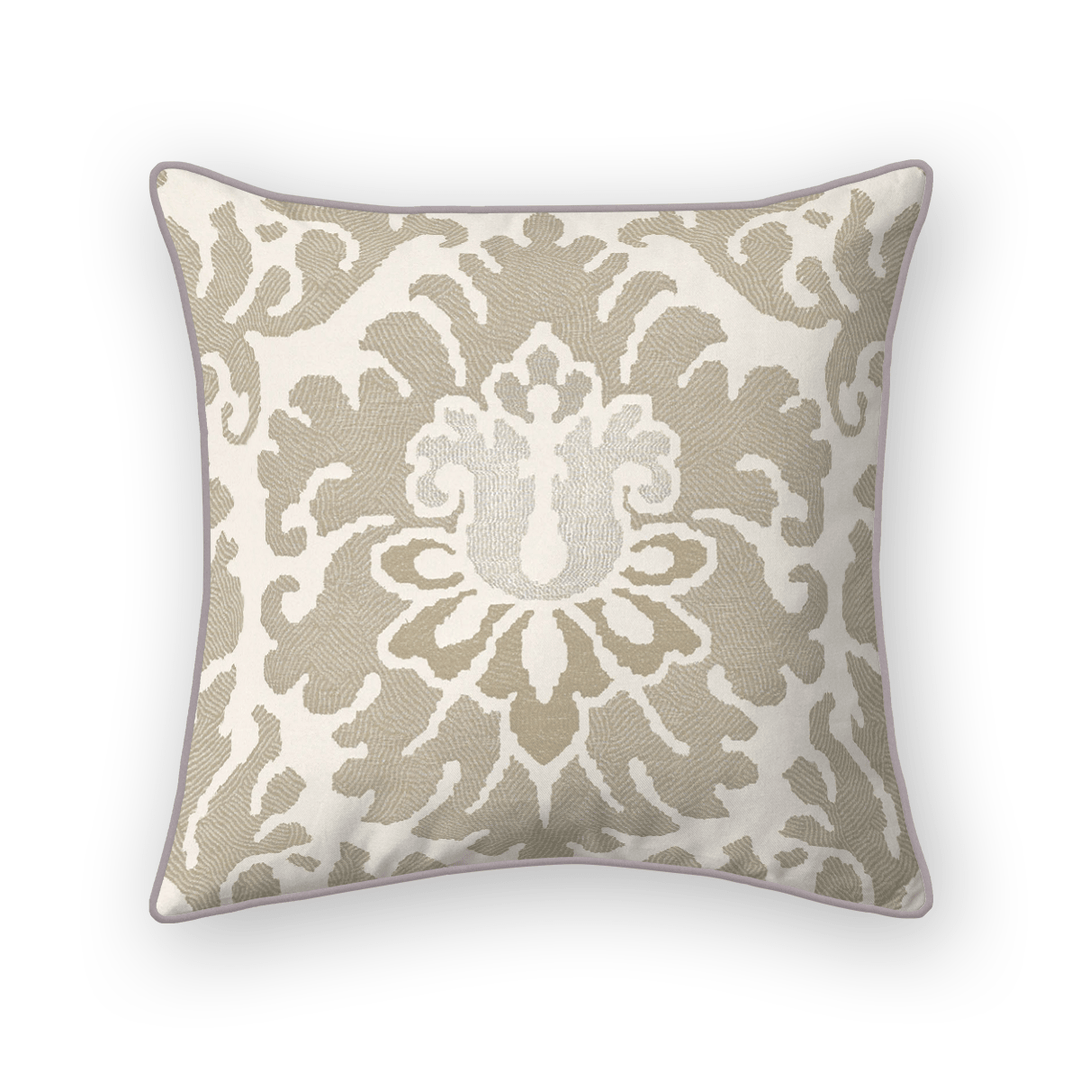 Khaki Damask Woven Throw Pillow
