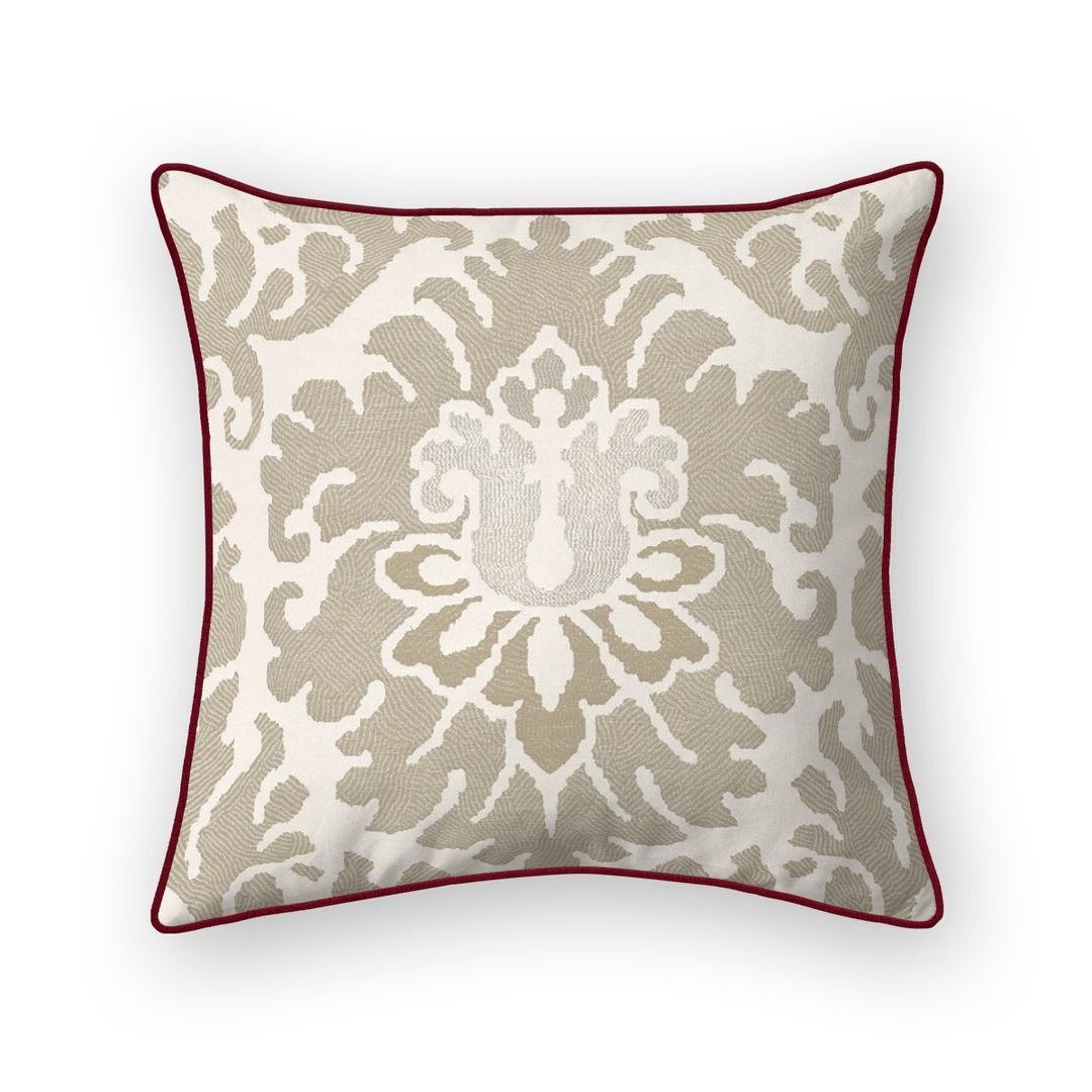 Khaki Damask Woven Throw Pillow