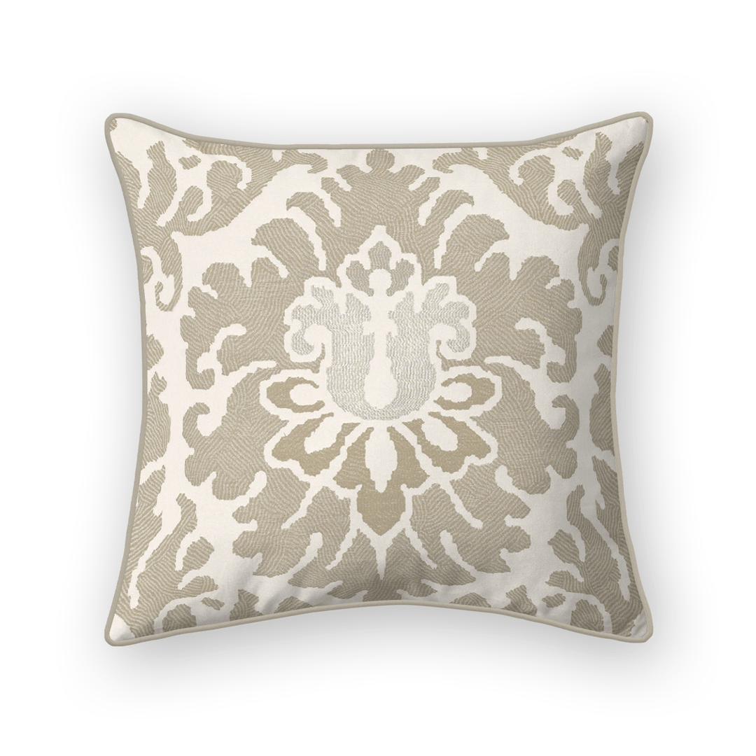 Khaki Damask Woven Throw Pillow