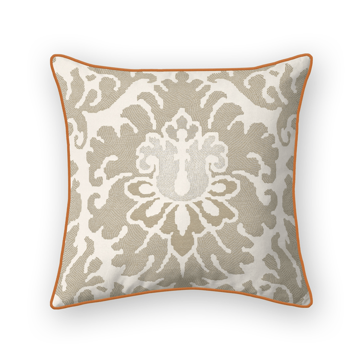 Khaki Damask Woven Throw Pillow
