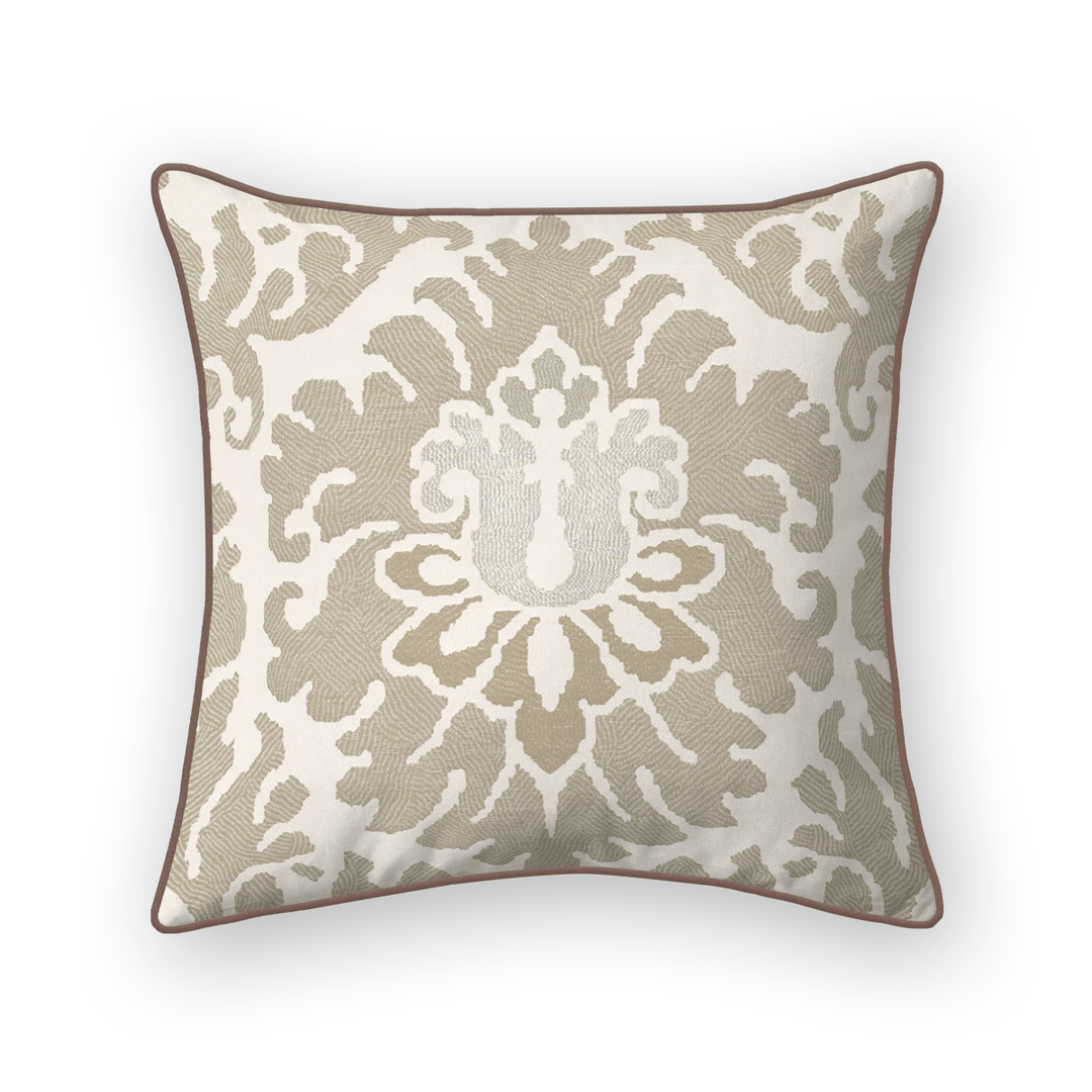Khaki Damask Woven Throw Pillow