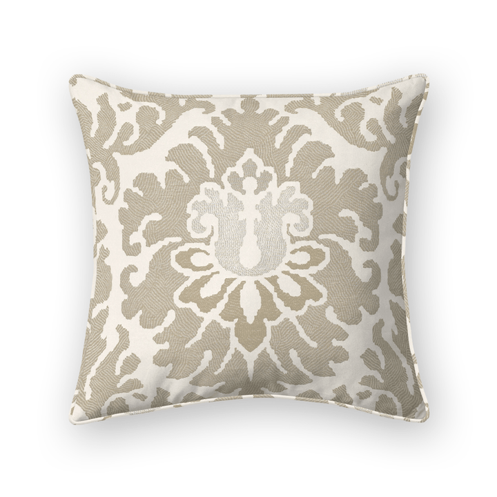 Khaki Damask Woven Throw Pillow