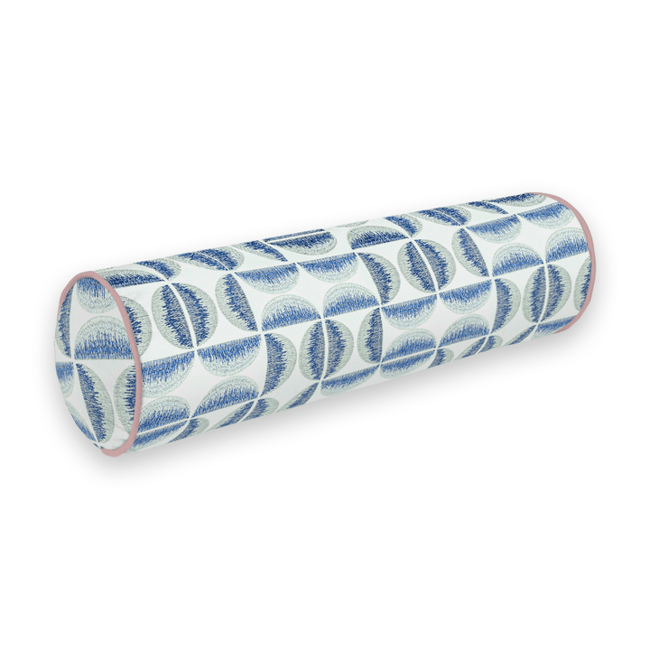 Light Geometric Embroidered Bolster Pillow