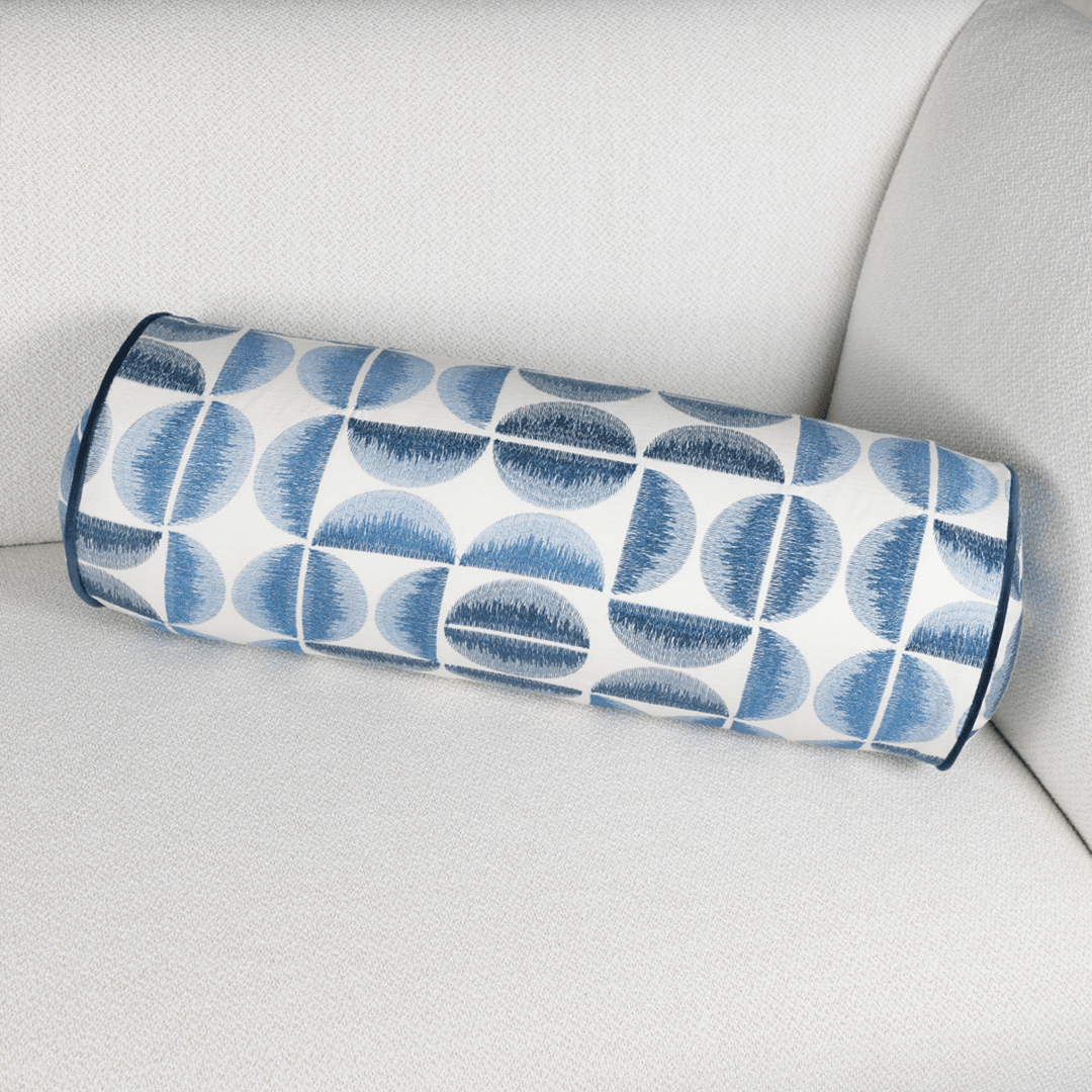 Light Geometric Embroidered Bolster Pillow
