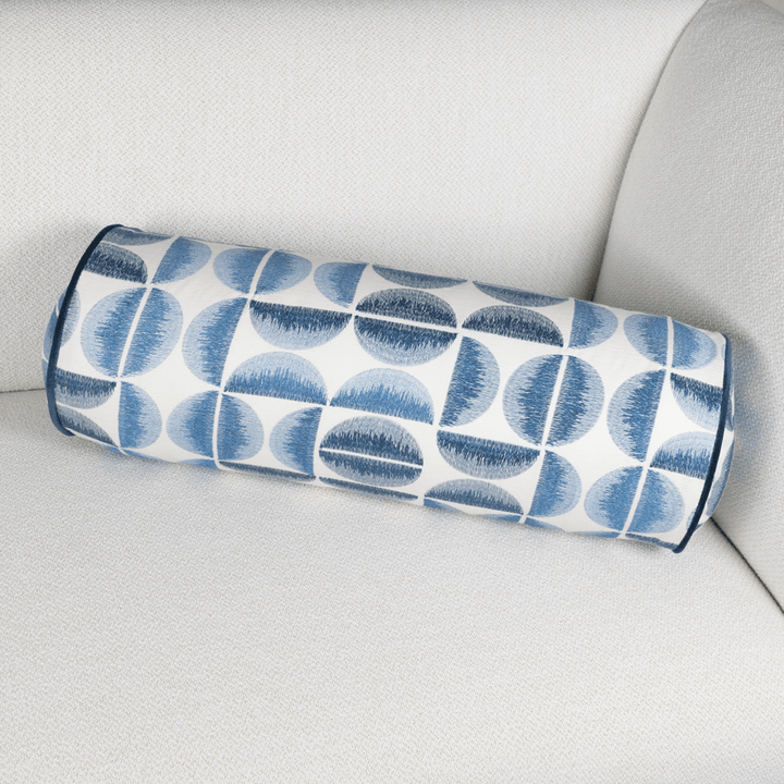 Light Geometric Embroidered Bolster Pillow