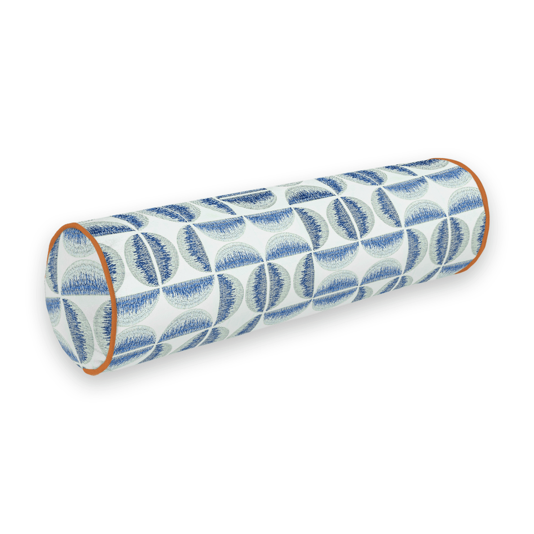 Light Geometric Embroidered Bolster Pillow