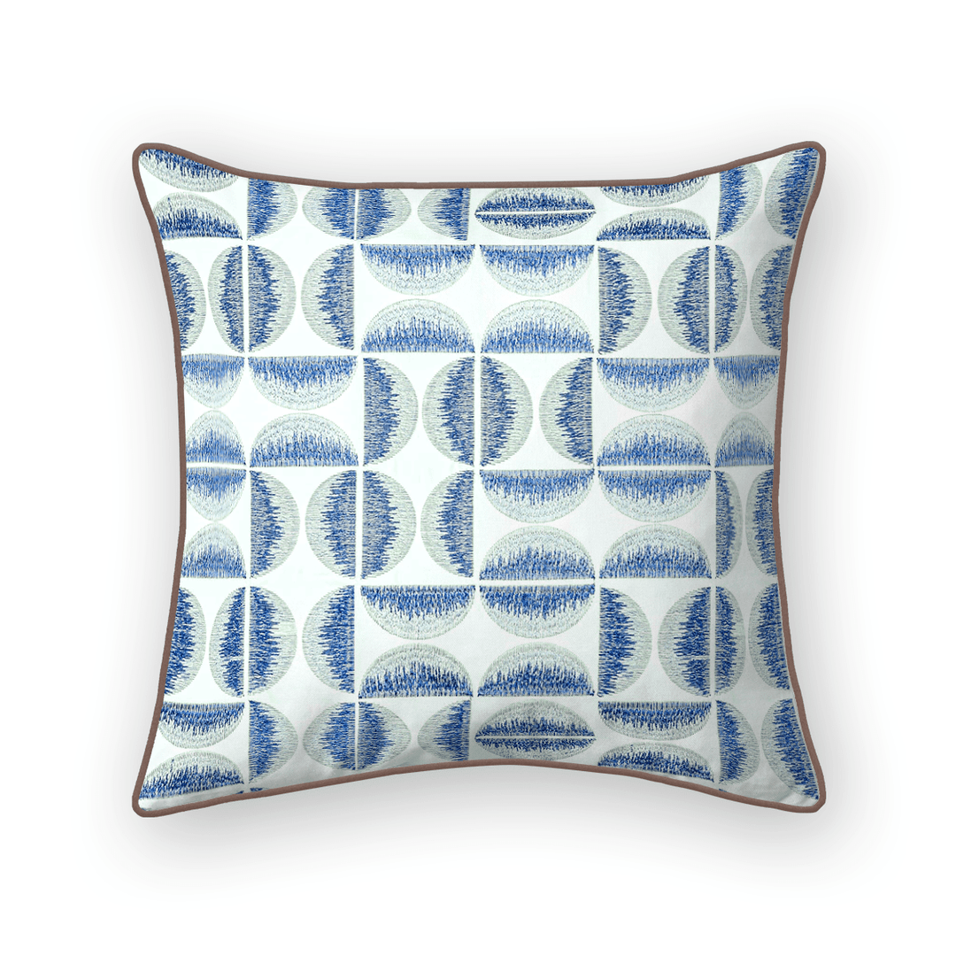 Light Geometric Embroidered Throw Pillow