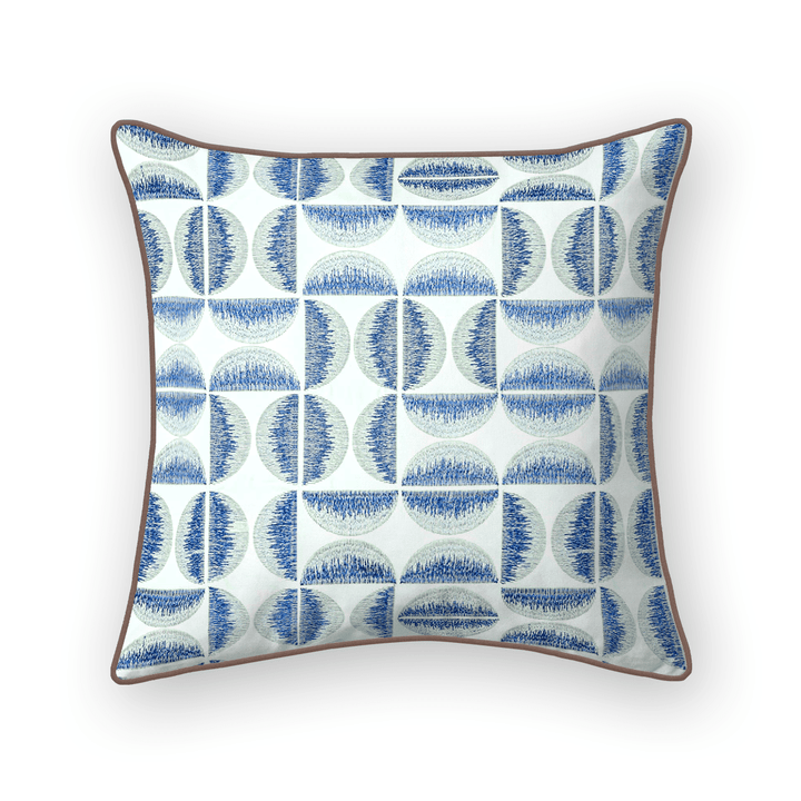 Light Geometric Embroidered Throw Pillow