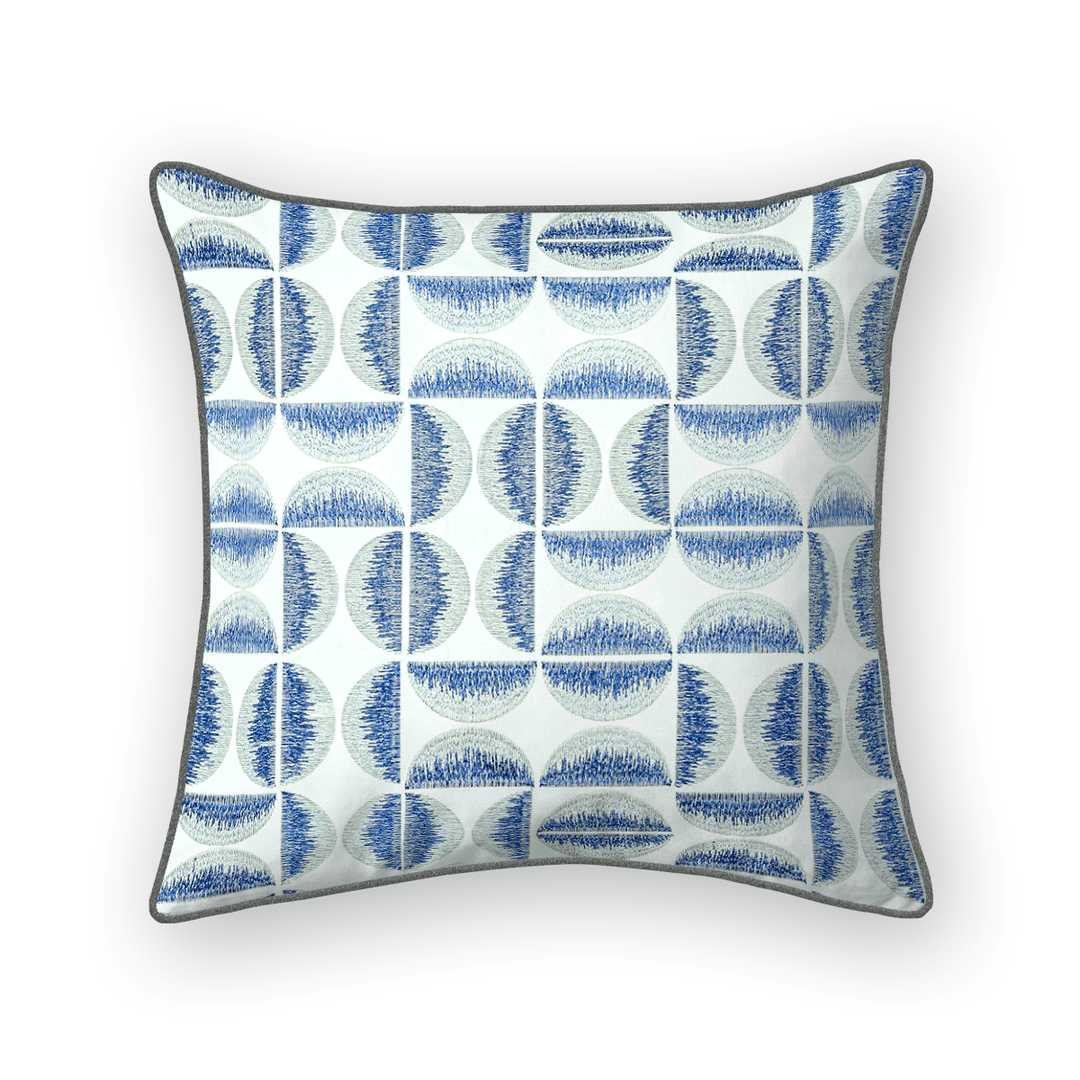 Light Geometric Embroidered Throw Pillow
