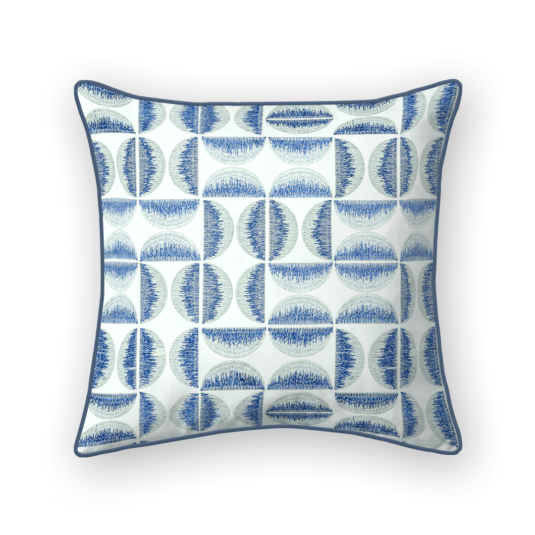 Light Geometric Embroidered Throw Pillow