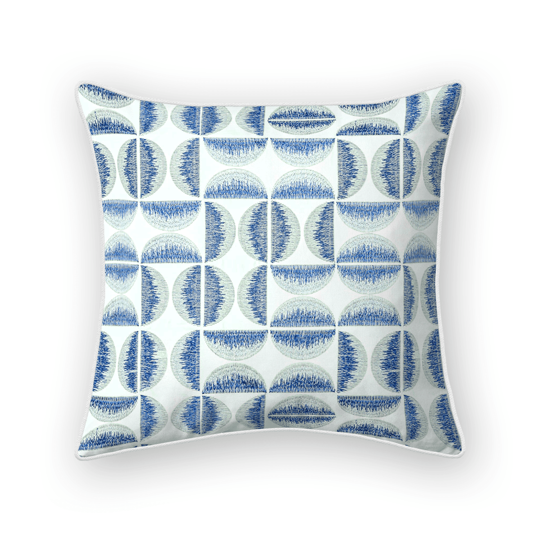 Light Geometric Embroidered Throw Pillow