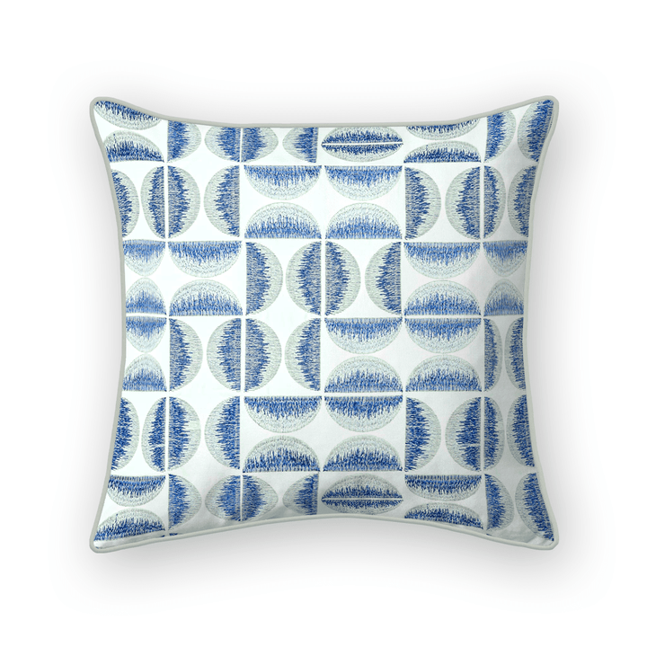 Light Geometric Embroidered Throw Pillow