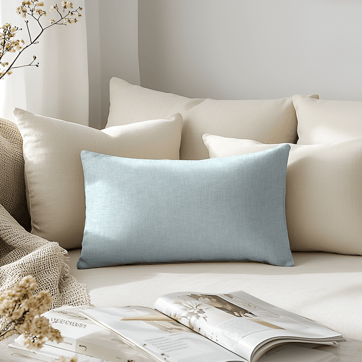 Light Solid Woven Lumbar Pillow