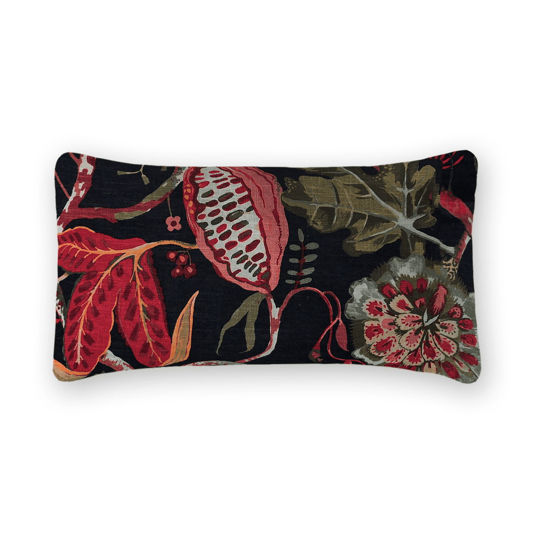Midnight Floral Printed Fabric Lumbar Pillow