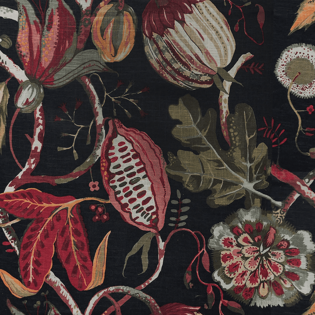Midnight Floral Printed Fabric Throw Pillow