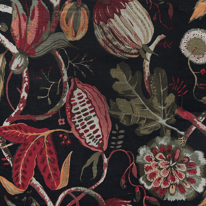 Midnight Floral Printed Fabric Throw Pillow