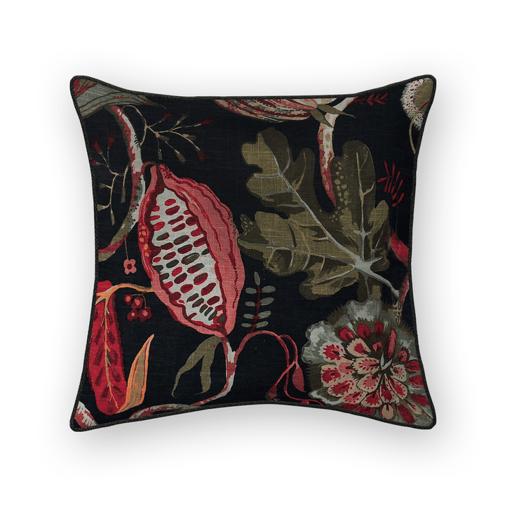 Midnight Floral Printed Fabric Throw Pillow