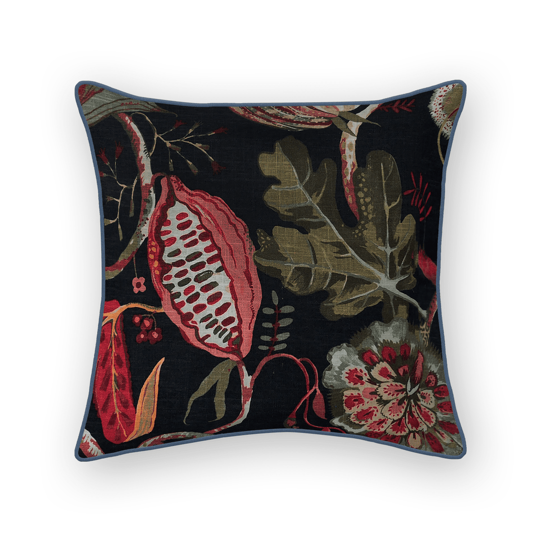 Midnight Floral Printed Fabric Throw Pillow