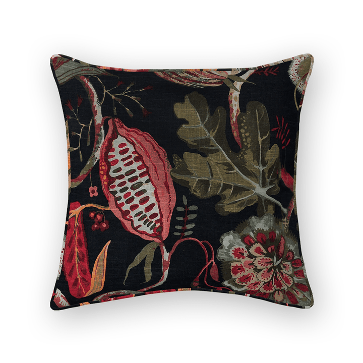 Midnight Floral Printed Fabric Throw Pillow