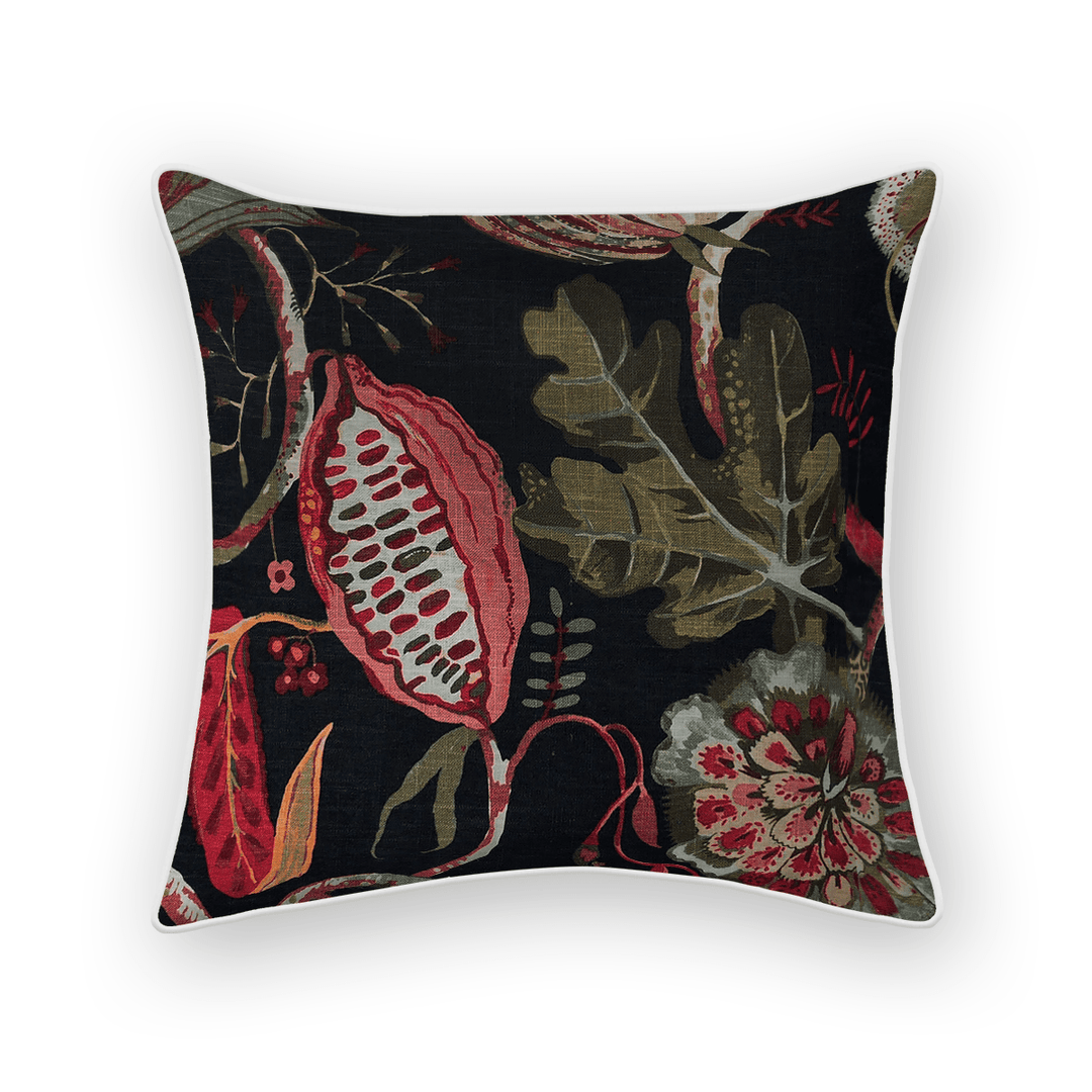 Midnight Floral Printed Fabric Throw Pillow