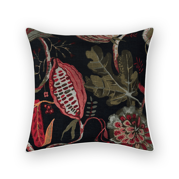 Midnight Floral Printed Fabric Throw Pillow