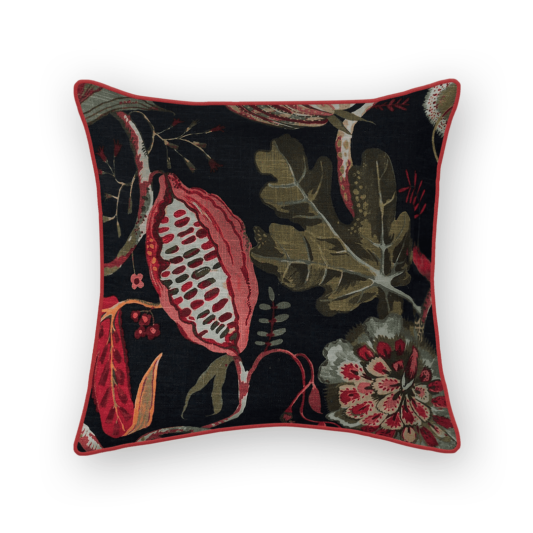 Midnight Floral Printed Fabric Throw Pillow