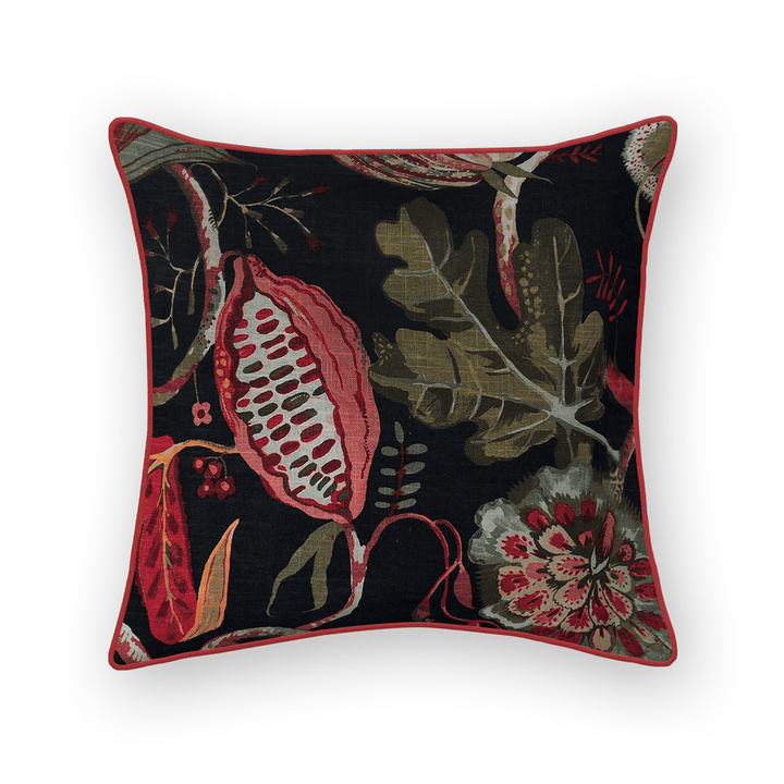 Midnight Floral Printed Fabric Throw Pillow