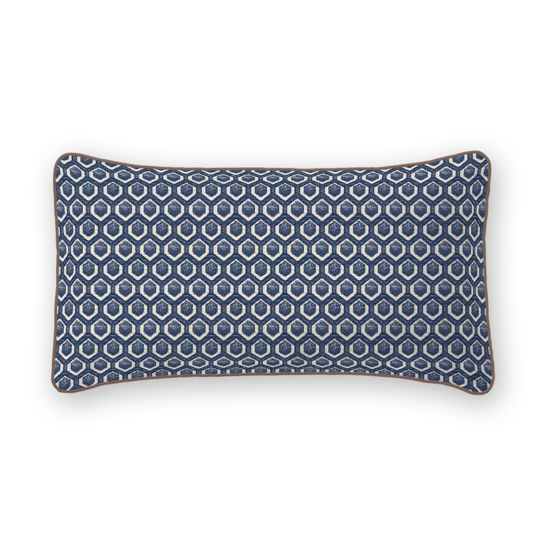 Navy Geometric Woven Lumbar Pillow
