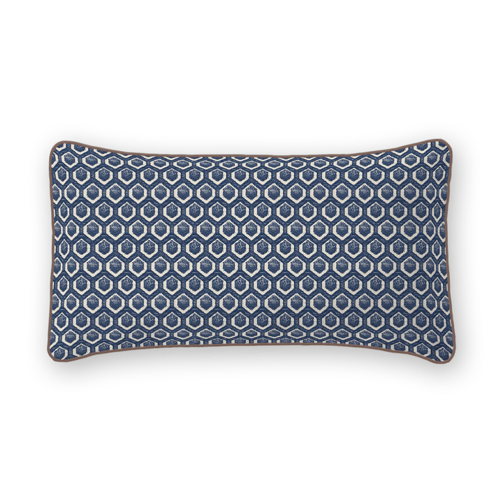 Navy Geometric Woven Lumbar Pillow