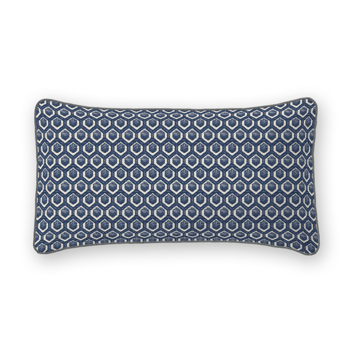 Navy Geometric Woven Lumbar Pillow