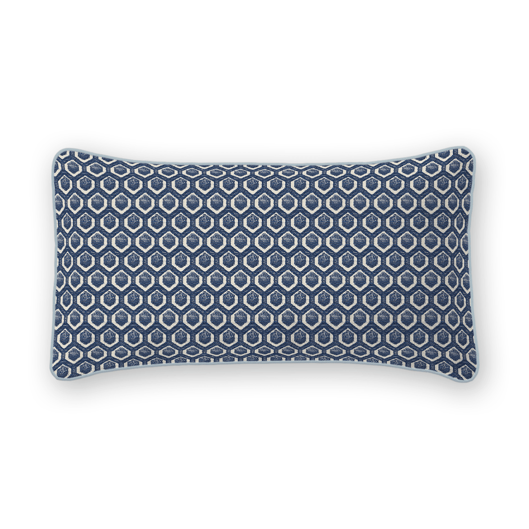Navy Geometric Woven Lumbar Pillow