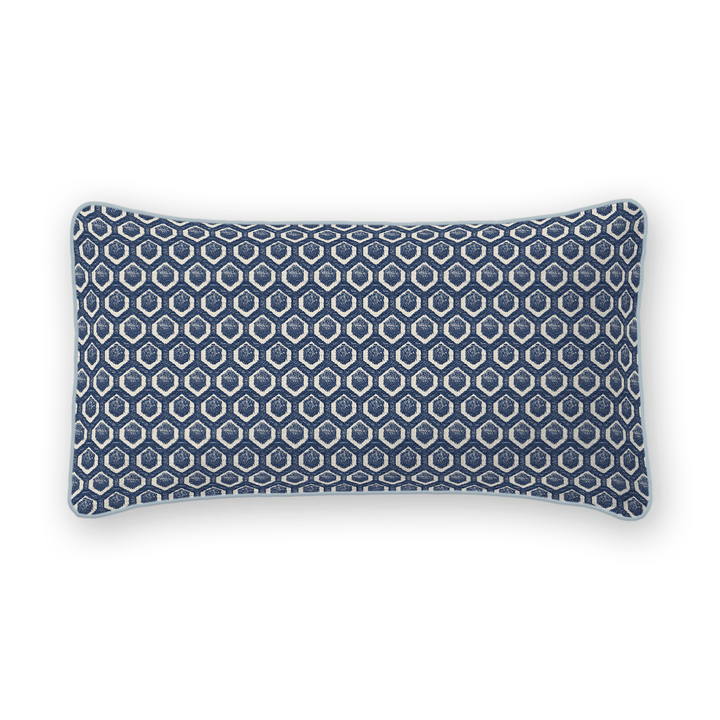 Navy Geometric Woven Lumbar Pillow