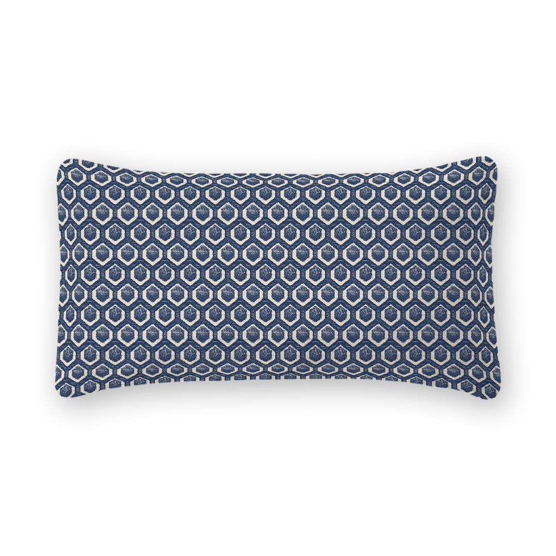 Navy Geometric Woven Lumbar Pillow